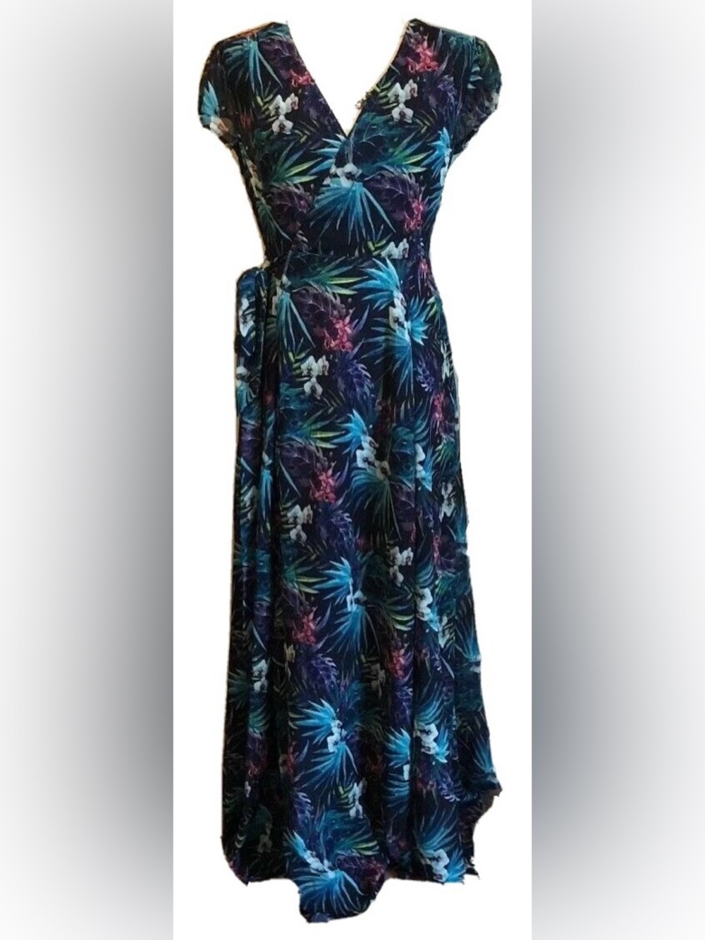 The House of Flynn Teal Floral Maxi Wrap Dress